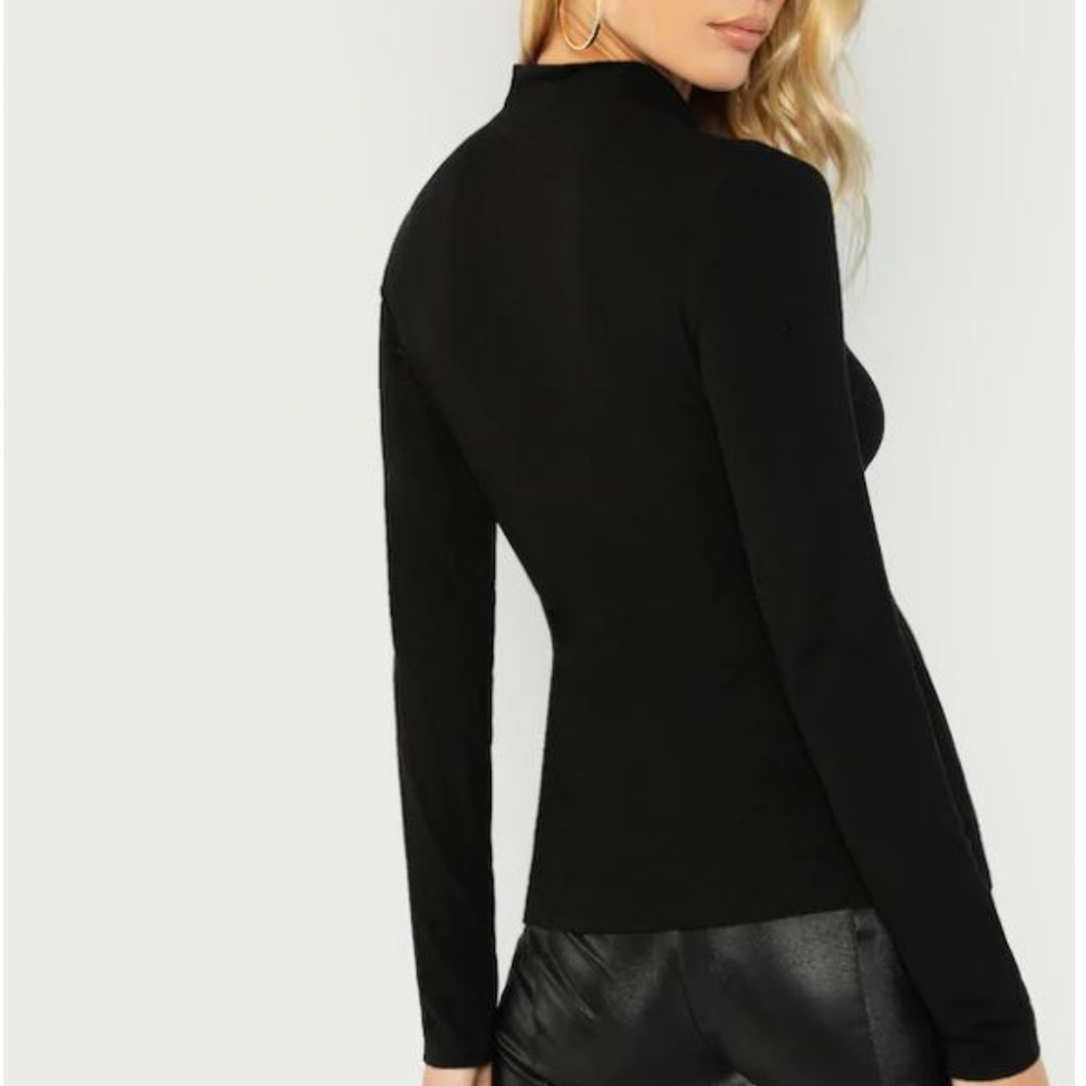 Mesh Plunge Long Sleeve - Picture 2 of 5